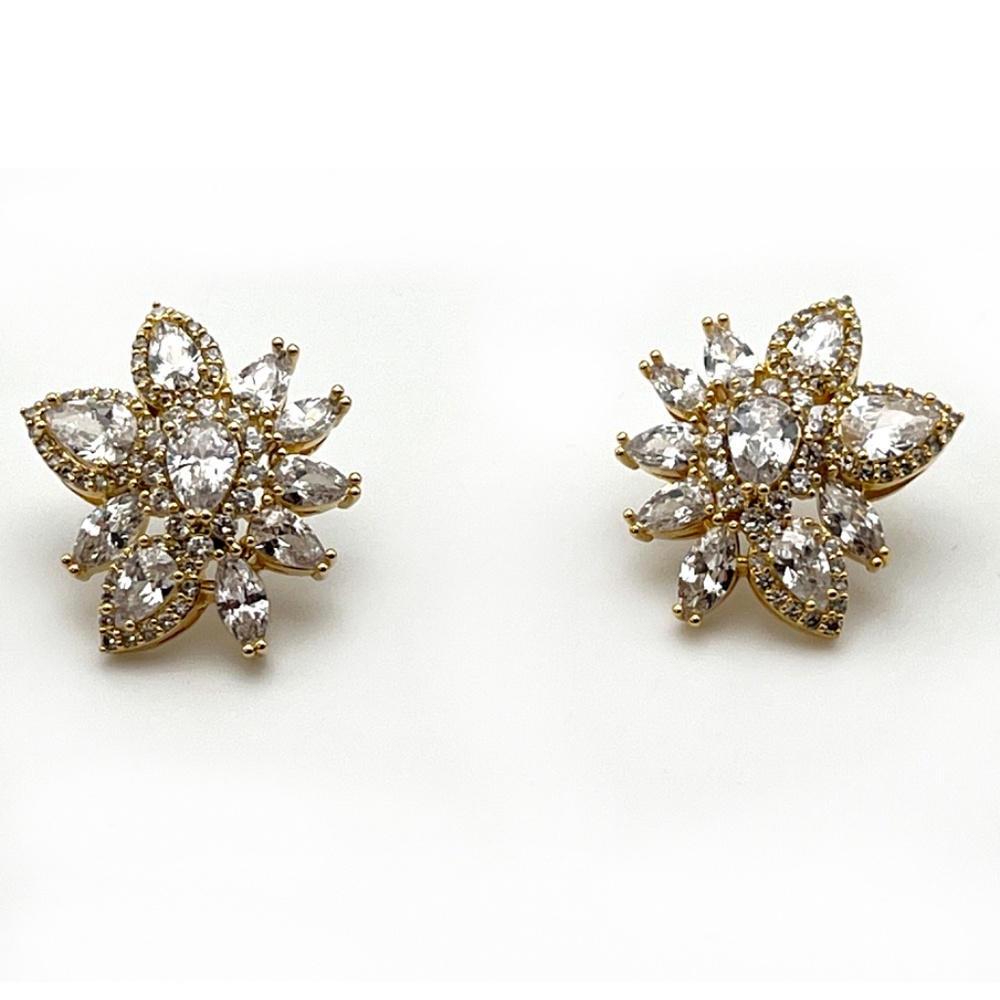 Swarovski White, Mixed-cut Crystal Earrings set in gold-toned base